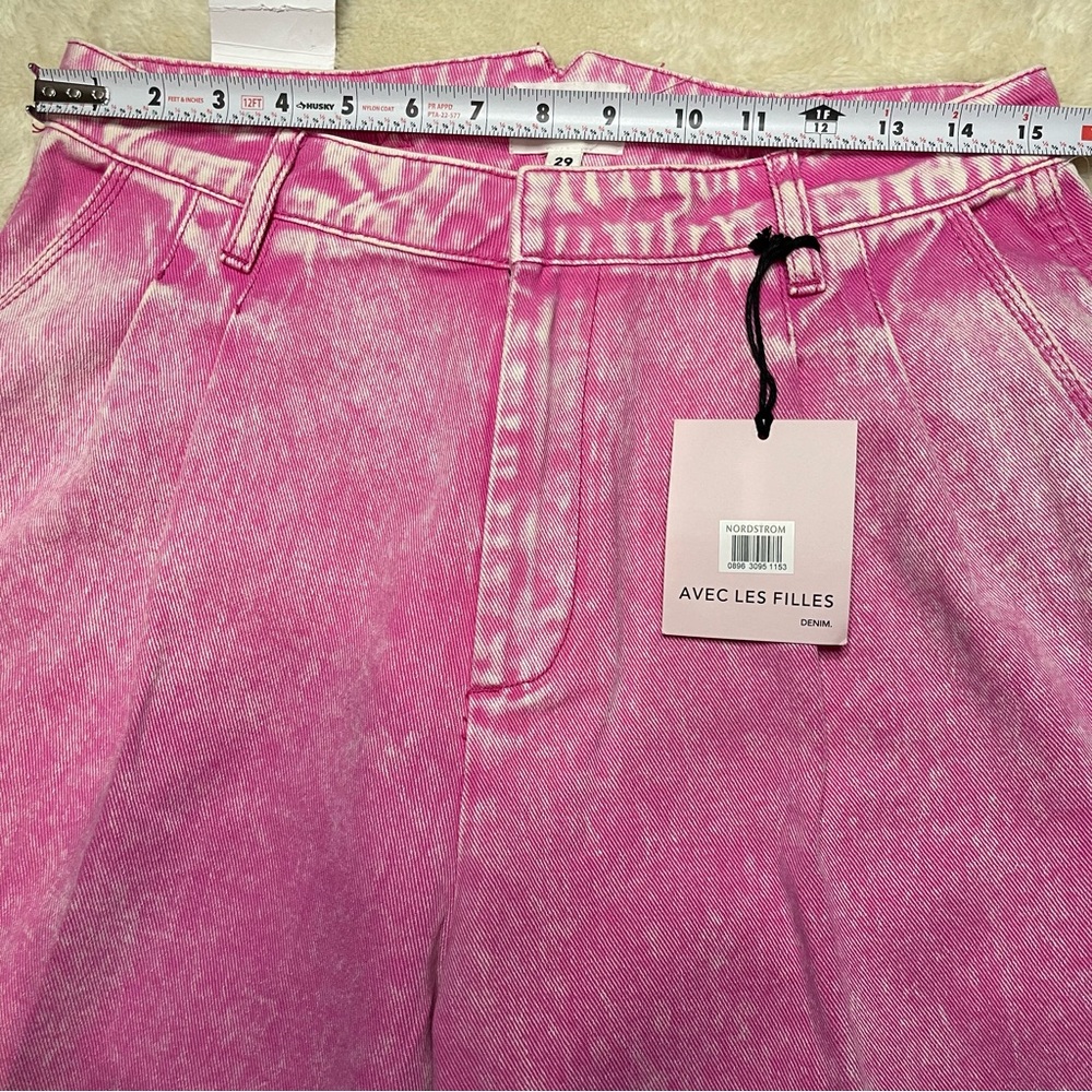 Avec Les Filles High Rise Pleated Trouser Wide Leg 90s Pink NWT Sz 29 Barbiecore - Picture 4 of 13